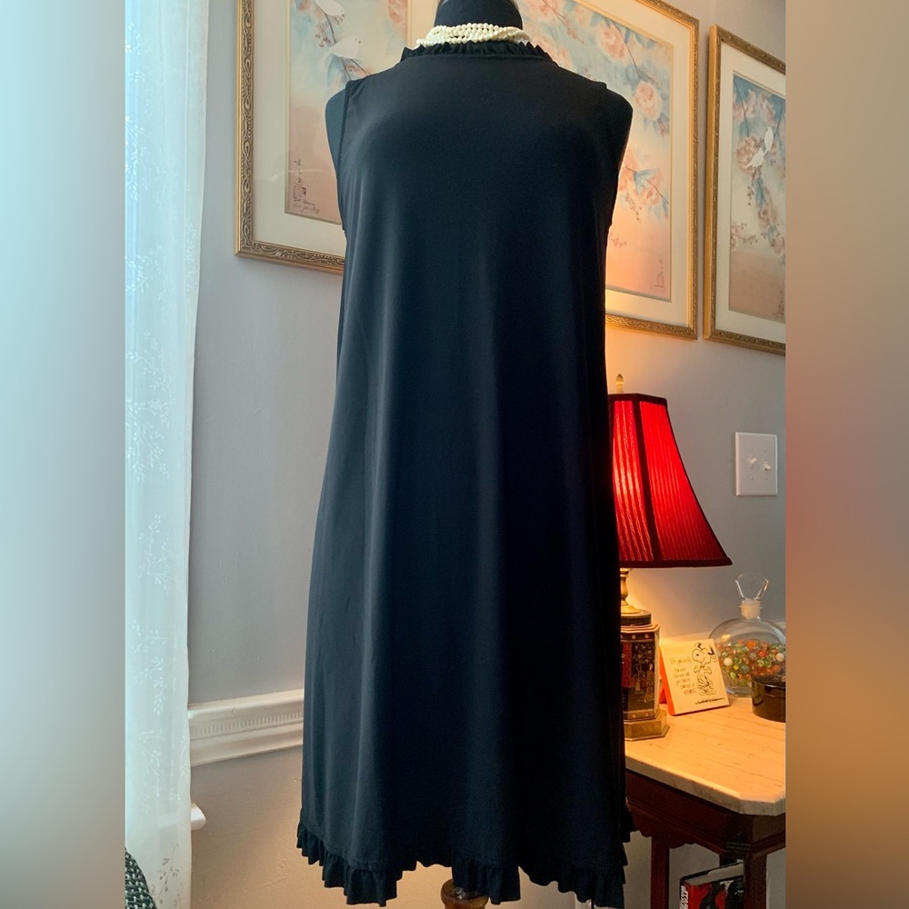Nick and Nash NWT Classic Black Sleeveless Slip Ruffle Edged Dress